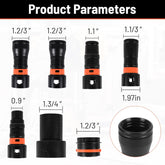 Klabb 7 Piece Dust Collection Hose Adapter Kit,Compatible with Most Woodworking Power Tools,Sanders,and Shop Vacuums,adapts to 1.2/3”,1.1'',1.1/3”,1.3/4”,0.9'' of multi brand power tool dust outlets